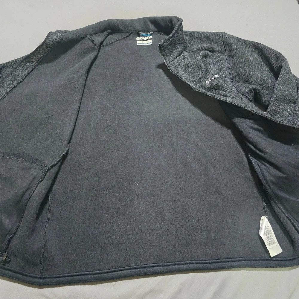 Columbia Sweater Fleece Jacket Mens Large Charcoal Omni-Wick Full Zip Hiking
